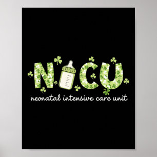 Póster Retro Trébol Enfermera Nicu Feliz Día De San Patri