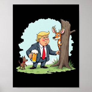 Póster Retro Trump Caza Cerveza Graciosa de Cerveza Bebie
