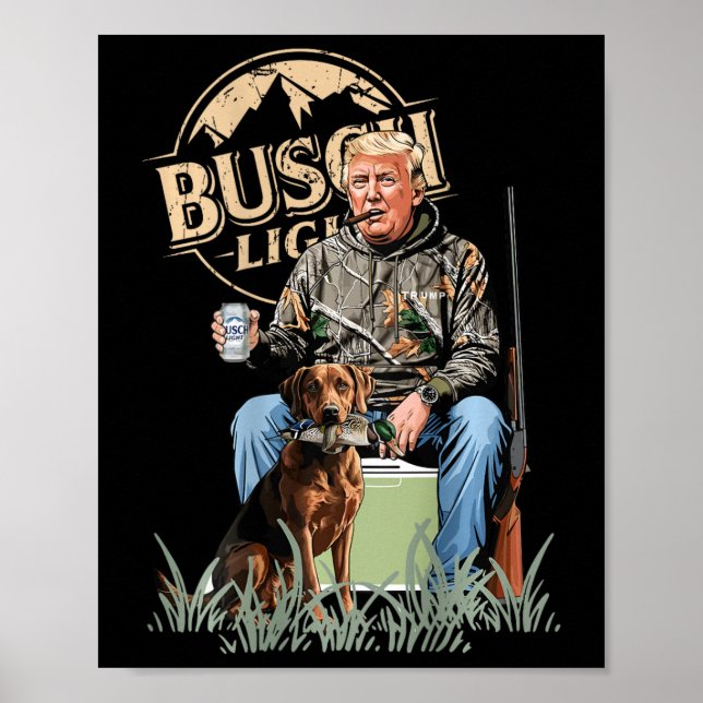 Póster Retro Trump Caza Cerveza Graciosa de Cerveza Bebie (Frente)