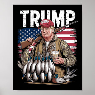 Póster Retro Trump Caza Pato Hola Temporada De Caza