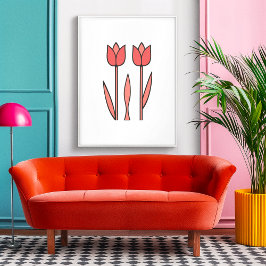 Póster Retro Tulip Duo - Audaz Simplicidad Floral