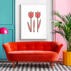 Póster Retro Tulip Duo - Audaz Simplicidad Floral