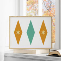 Retro Turquesa Naranja Estrellas de Crema Diamante
