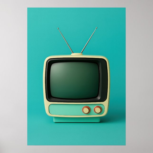 Póster Retro TV Turquoise Vintage Pop Art (Frente)