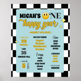 Póster Retro Un Amigo Feliz Primer Rótulo de Nacimiento