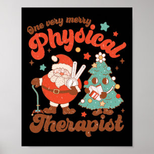 Póster Retro Uno Muy Merry Físico Terapia Santa Chris
