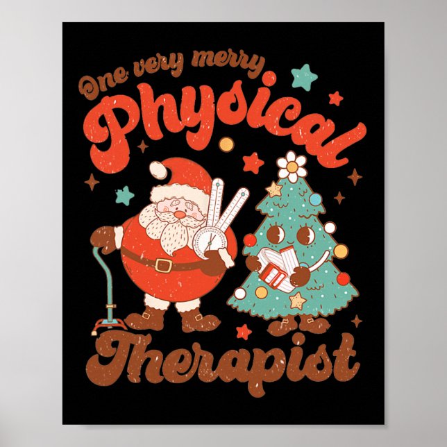 Póster Retro Uno Muy Merry Físico Terapia Santa Chris (Frente)