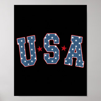 Póster Retro USA Estrella 4 de julio Patriótico Independe