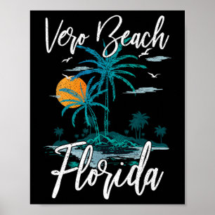 Póster Retro Vacacional Retro Sunset Florida Vero Beach