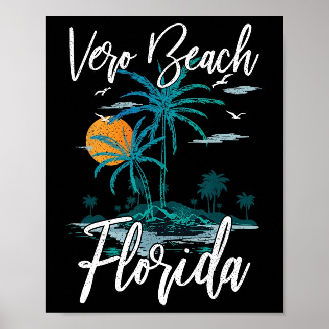 Póster Retro Vacacional Retro Sunset Florida Vero Beach (Frente)