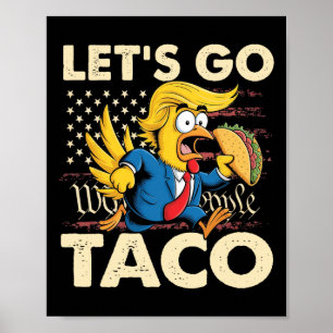 Póster Retro Vamos Taco Gracioso Vamos Taco por los hombr