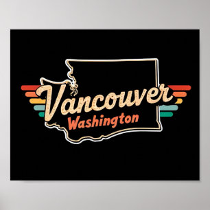 Póster Retro Vancouver Estado de Washington