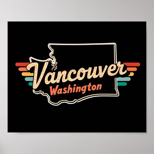 Póster Retro Vancouver Estado de Washington (Frente)