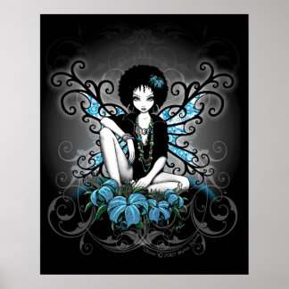 Póster Retro Verde azulado chino Lilly Afro Fae Poster