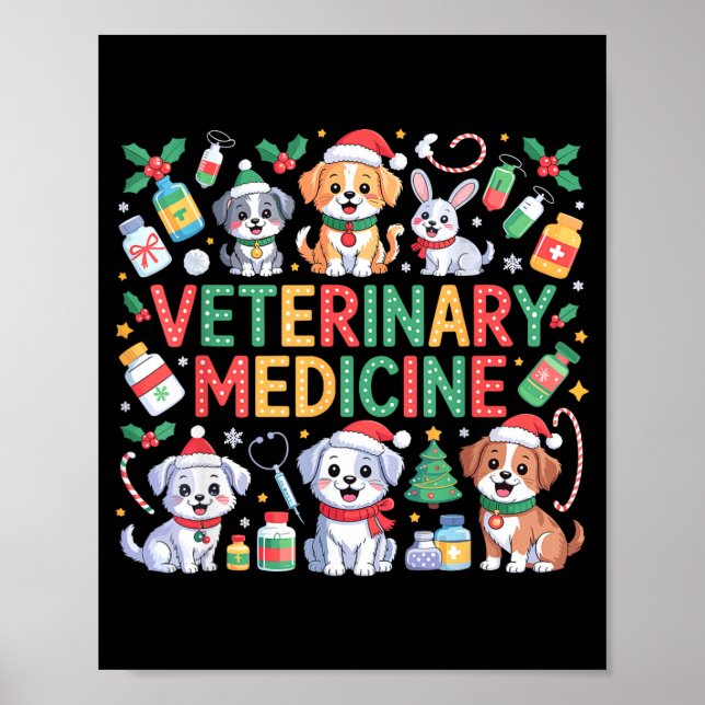 Póster Retro Veterinary Medicine Vet Tech Cat Dog Lover C (Frente)