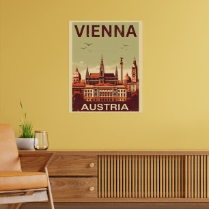 Póster Retro Viena ciudad Austria regalo de skyline