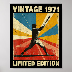 Póster Retro Vintage 1971 Baseball Lover Limited Edition