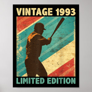 Póster Retro Vintage 1993 Baseball Lover Limited Edition