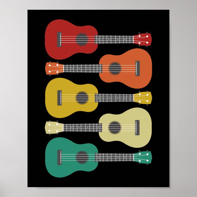 Póster Retro Vintage 5 Ukulele Player Hawaii (Frente)