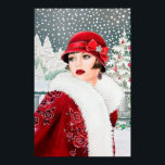 Póster Retro vintage Christmas art deco lady poster<br><div class="desc">design by www.etsy.com/Shop/VanityFlairDesign</div>