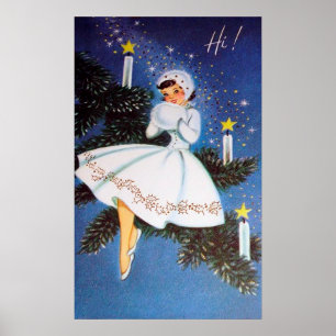 Póster Retro vintage Christmas Holliday lady poster