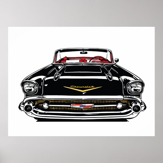 Póster Retro Vintage Classic Car Front Pop Art (Frente)