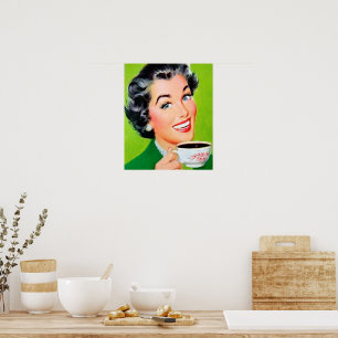 Póster Retro vintage Coffee lady poster