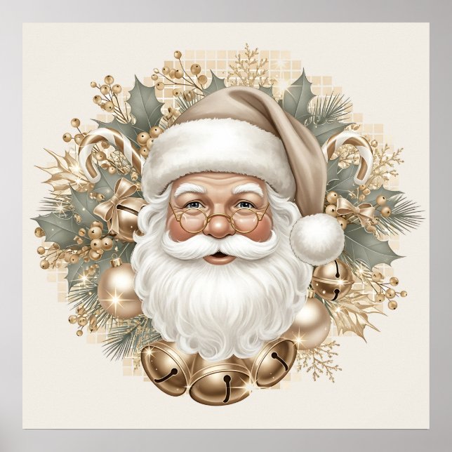 Póster Retro Vintage de Santa (Frente)