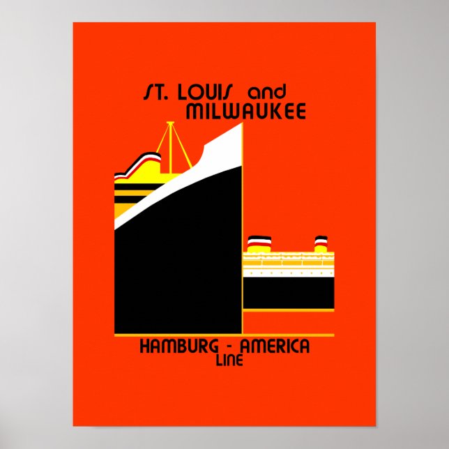 Póster Retro vintage Germany America shipping line ad (Frente)