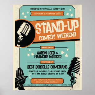 Póster Retro Vintage Grunge Stand Up Comedy
