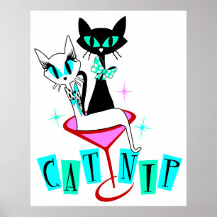 Póster Retro Vintage MCM Atomic Cat CatNip 