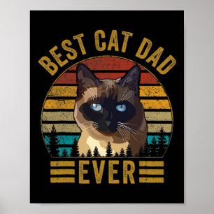 Póster Retro Vintage Mejor Gato Papá Día del Padre Siames