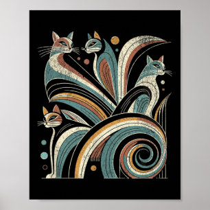 Póster Retro Vintage Modern Look Cats 50's 60