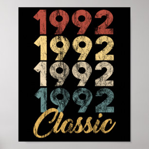 Póster Retro Vintage nacido en 1992 regalo de cumpleaños 