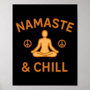 Póster Retro Vintage Namaste y Chill Meditación y Yog