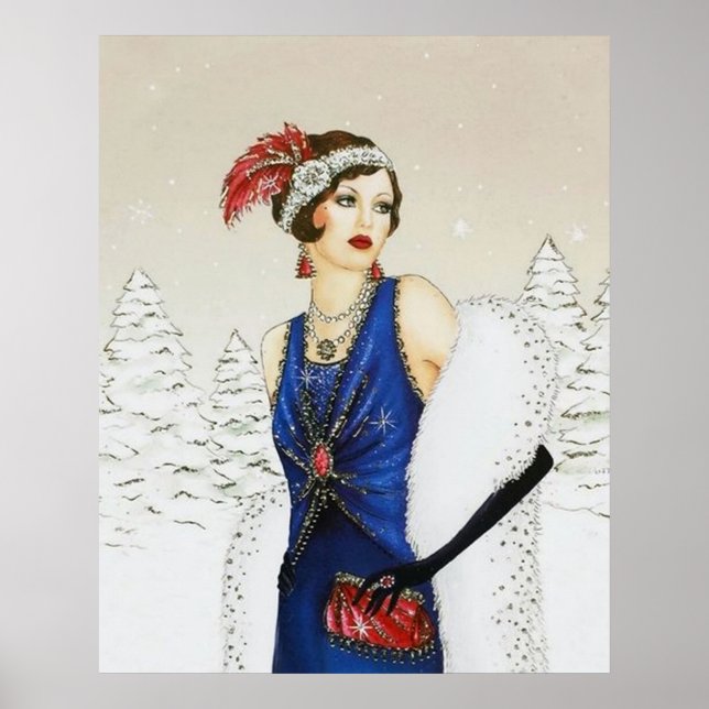 Póster Retro vintage navidad deña deco lady poster (Frente)