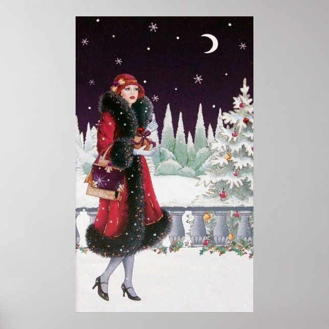 Póster Retro vintage navidad deña deco lady poster (Frente)