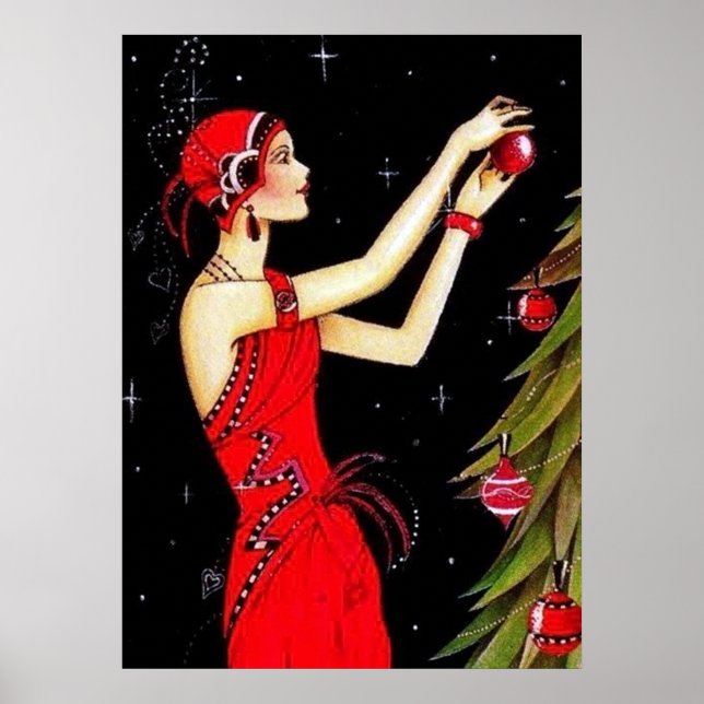 Póster Retro vintage navidad deña deco lady poster (Frente)