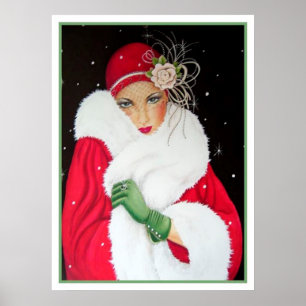 Póster Retro vintage navidad deña deco lady poster