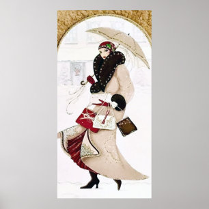 Póster Retro vintage navidad deña deco lady poster