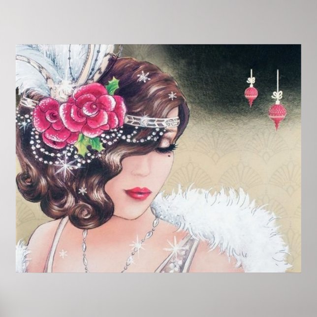 Póster Retro vintage navidad deña deco lady poster (Frente)