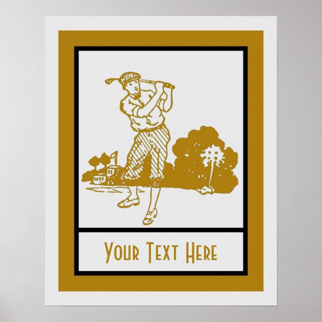 Póster Retro vintage play golf art deco plantilla (Frente)