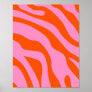 Póster Retro Vintage Resumen Rosa Y Naranja