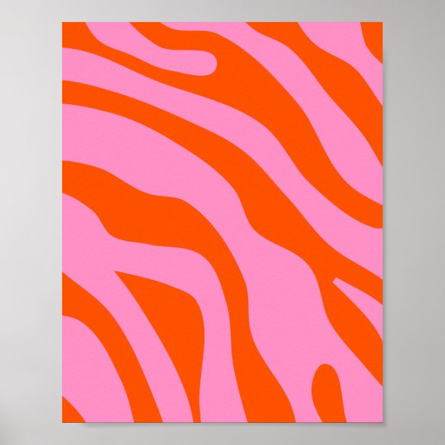 Póster Retro Vintage Resumen Rosa Y Naranja (Frente)
