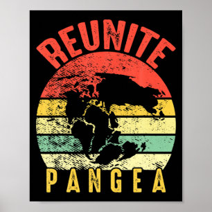 Póster Retro Vintage Reunir Pangea Divertido Día de la Ti
