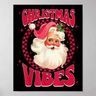 Póster Retro Vintage Santa Claus Rosa Face Hombres Mujere