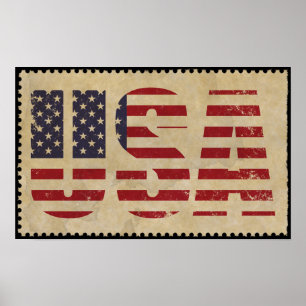 Póster Retro Vintage USA Flag