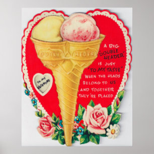 Póster Retro vintage Valentine ice cream Valentine poster