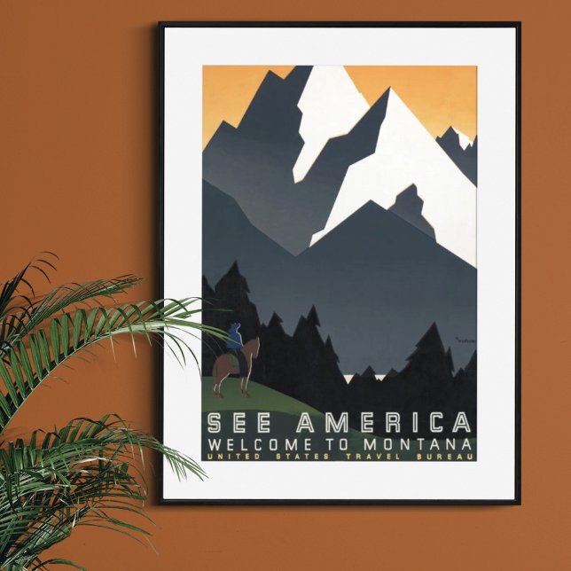 Póster Retro vintage ver América bienvenida a Montana (Subido por el creador)