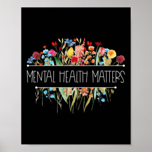 Póster Retro Vintage Wildflower Salud Mental S Conciencia
